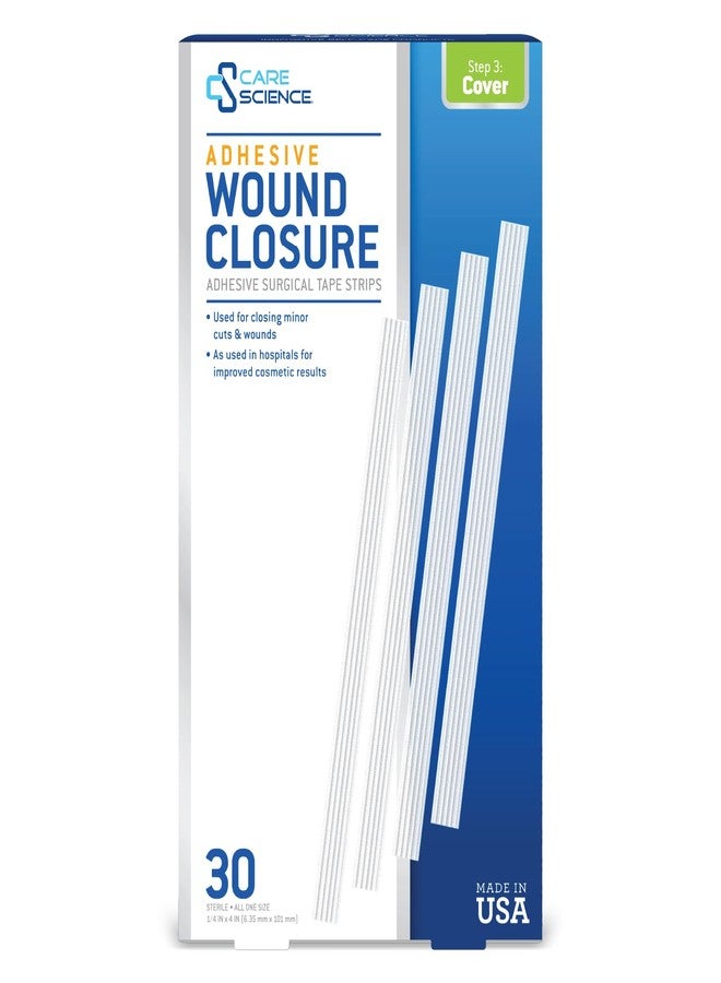 Care Science Adhesive Wound Closure Strips, 1/4 x 4 in, 30ct | Sterile Strips Used for Closing Minor cuts & Wounds - Image 1